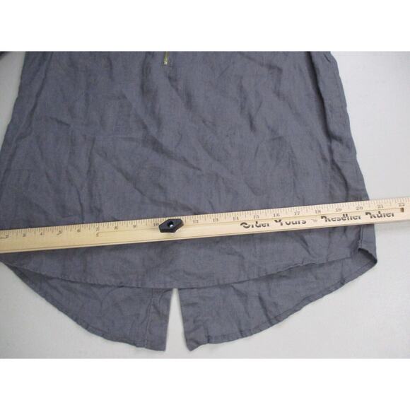 Ellen Tracy Linen Tunic Top Women Small Roll Tab Gold Zipper Tassel Trim Popover - Picture 12 of 16